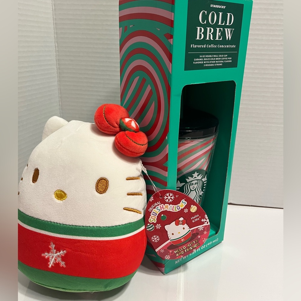 Starbucks Holiday Tumbler with Original Hello Kitty Squishmallow